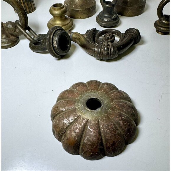 Antique Lot Brass Loops Hanging Lamp Light Fixture Parts Replacement Vintage - Picture 6 of 14